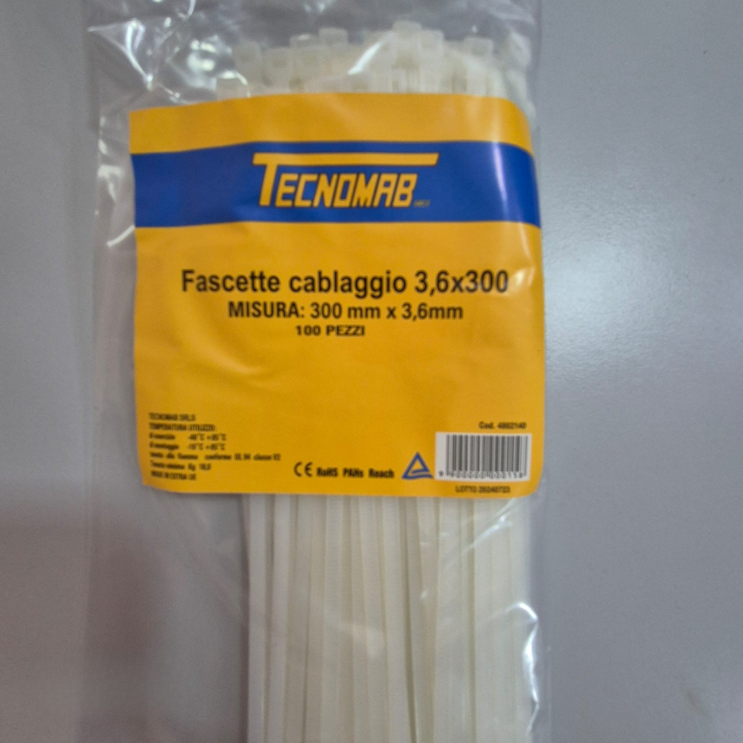 Fascetta in nylon colore Bianco 3,6x300 100PZ