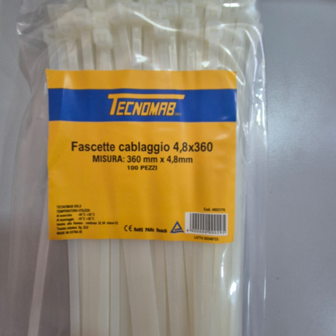 Fascetta in nylon colore Bianco 4,8x360 100PZ