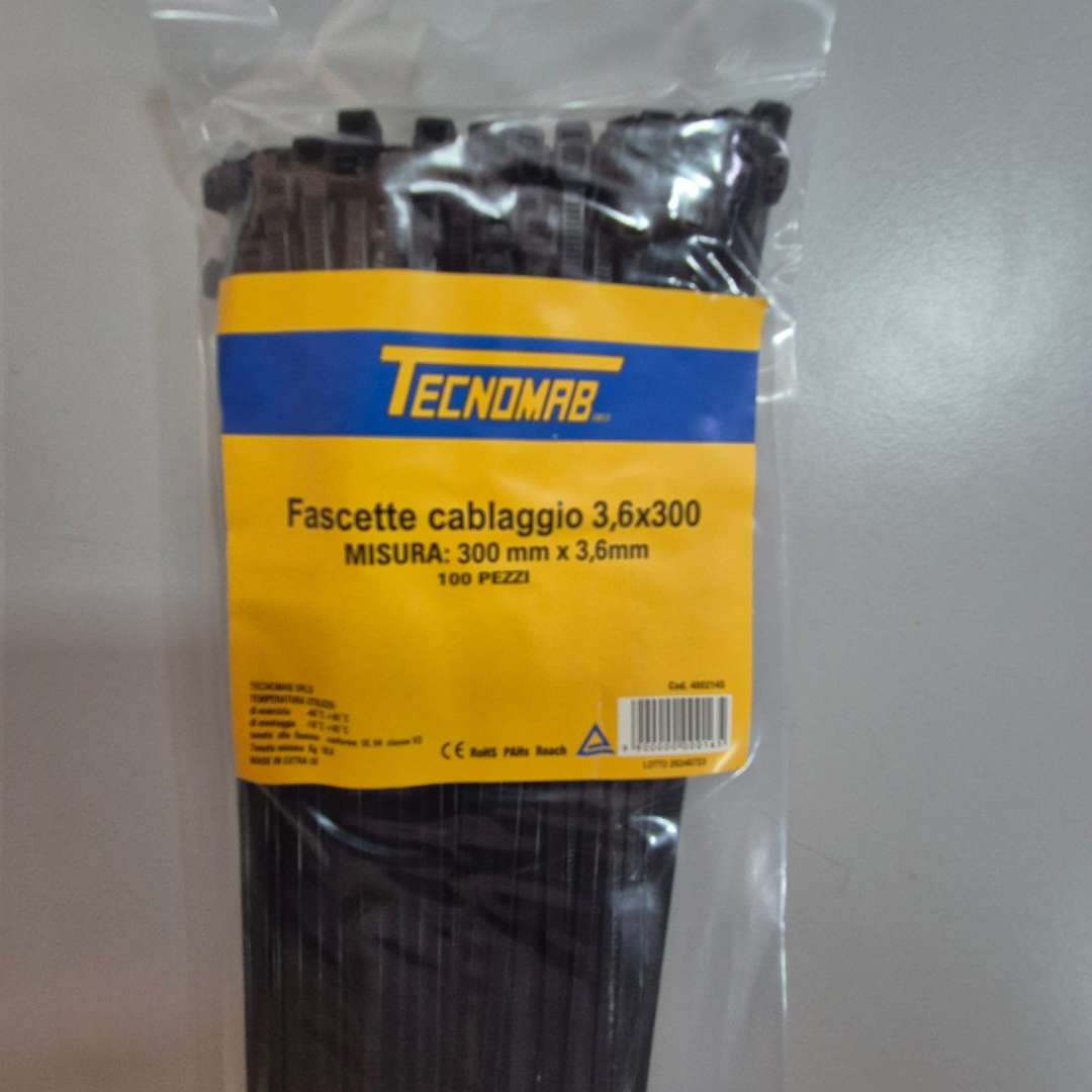 Fascetta in nylon colore nero 3,6x300 100PZ