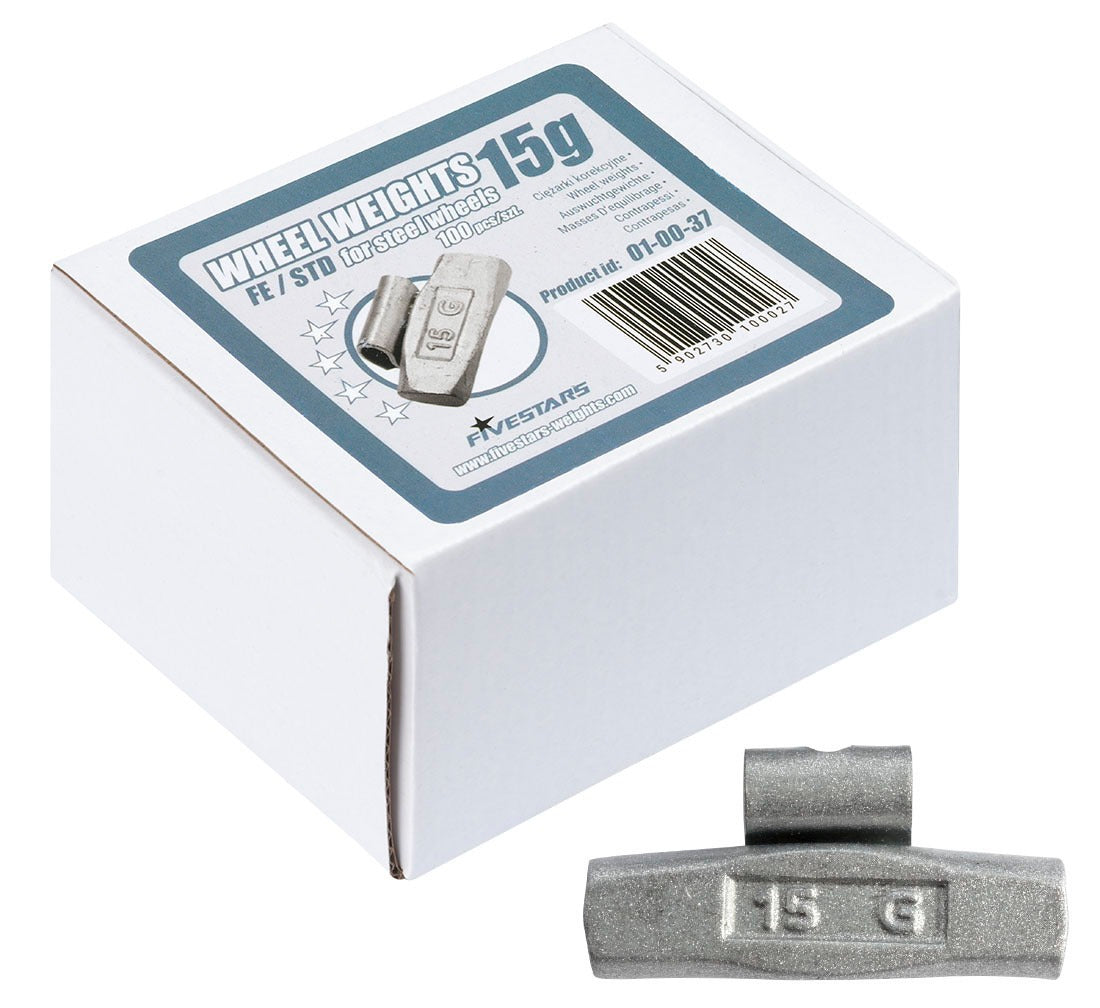 Pesi a clip Fivestars - cerchi in acciaio - FE - 15 g