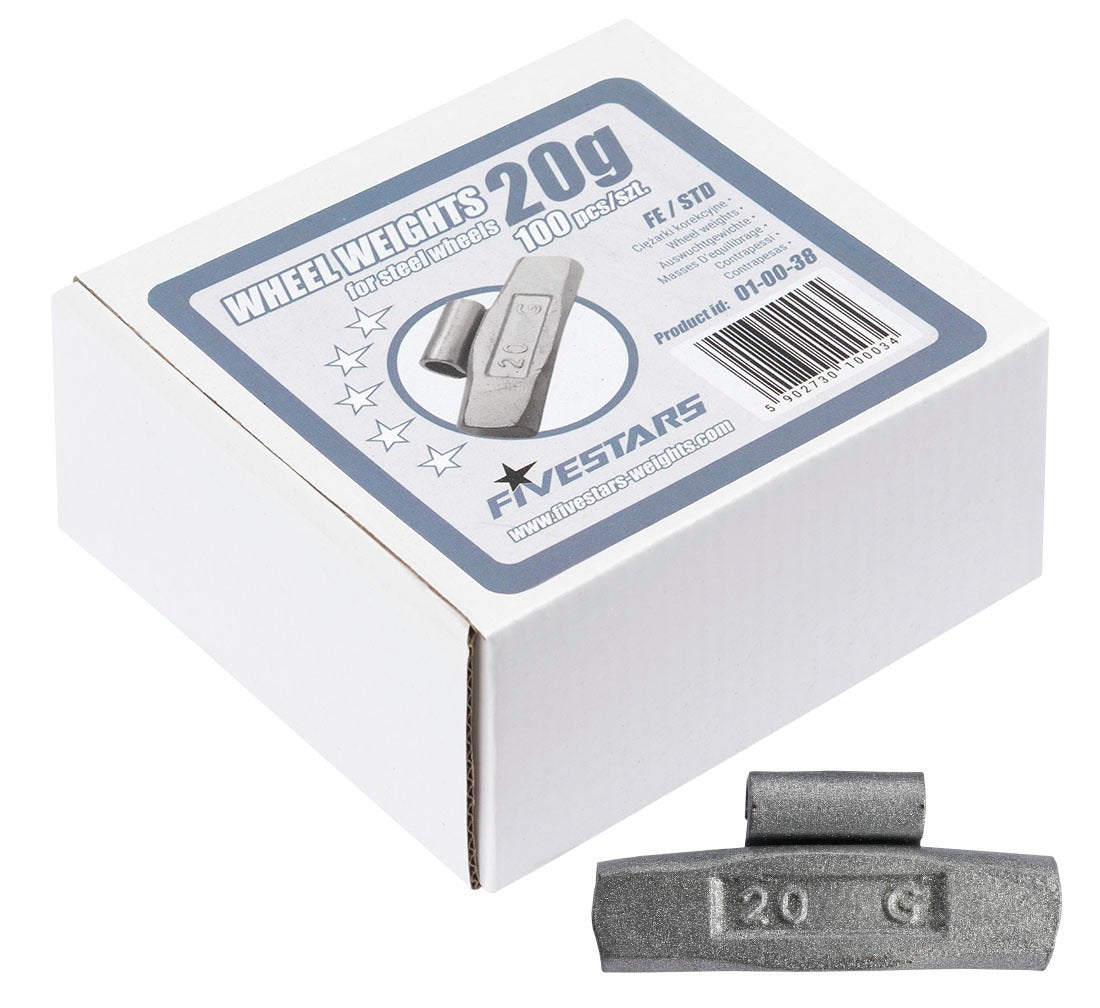 Pesi a clip Fivestars - cerchi in acciaio - FE - 20 g