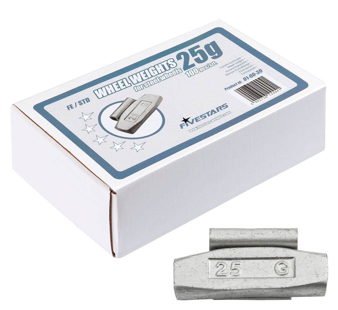 Pesi a clip Fivestars - cerchi in acciaio - FE - 25 g