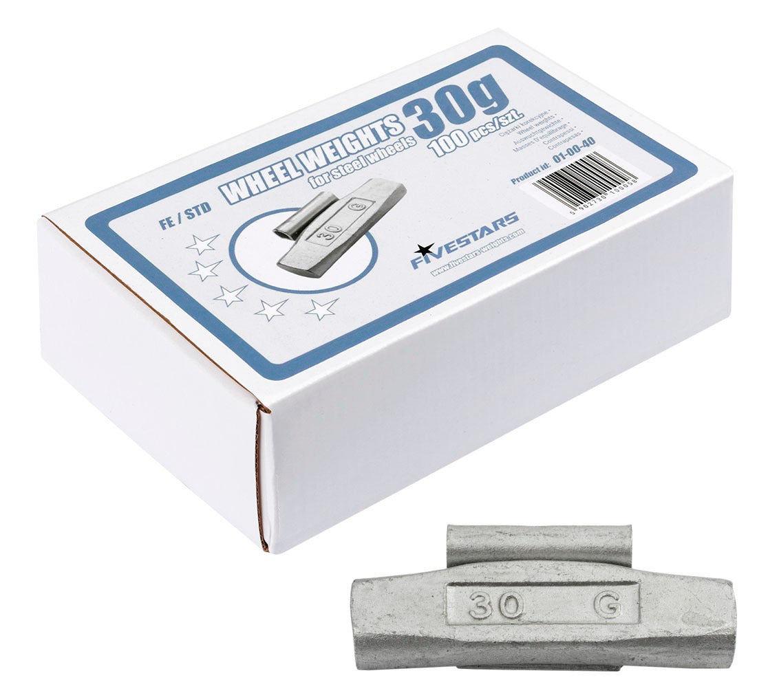 Pesi a clip Fivestars - cerchi in acciaio - FE - 30 g